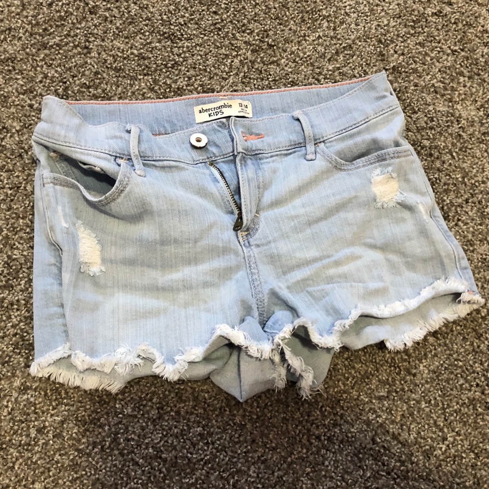 Abercrombie kids distressed jean shorts